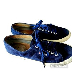 Superga size 9 lace-up navy swede shoes.